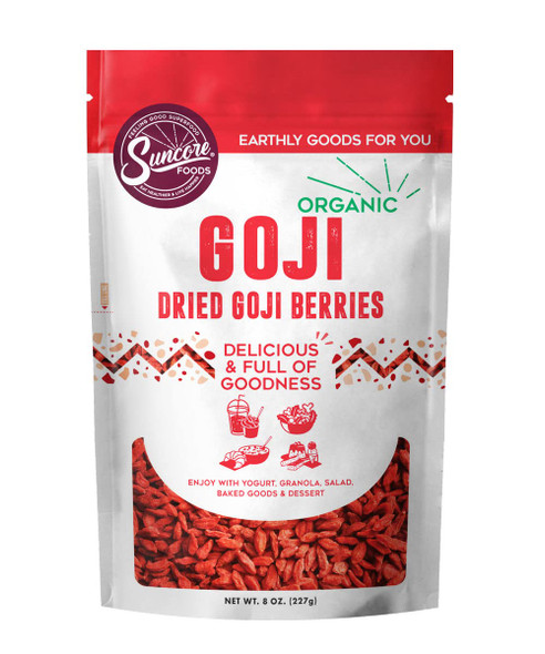 Suncore Foods Organic Dried Goji Berries, Gluten-, Non-Gmo, 8Oz (1 Pack)