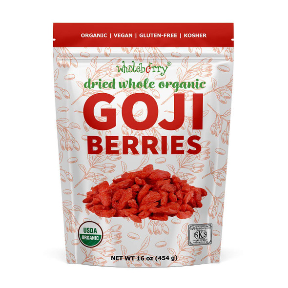 Wholeberry Organic Wolfberry Gouqi Goji Berries 16Oz Raw, Vegan, Gluten  Super Food High In Plant Based Protein, Di Wholeberry Organic Wolfberry Gouqi Goji Berries 16Oz Raw, Vegan, Gluten  Super Food High In Plant Based Protein, Di