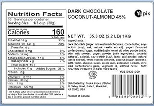 Yupik Dark Chocolate Coconut Almonds, 2.2 Lb, Pack Of 1