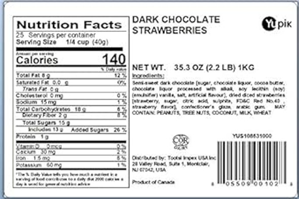Yupik Dark Chocolate Strawberries, 2.2 Lb (Pack Of 1)