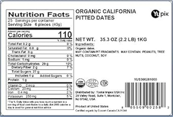 Yupik Organic Pitted Dates, 2.2 Lb, Pack Of 1 Yupik Organic Pitted Dates, 2.2 Lb, Pack Of 1