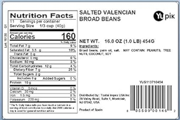 Yupik Salted Valencian Broad Beans, 1 Lb