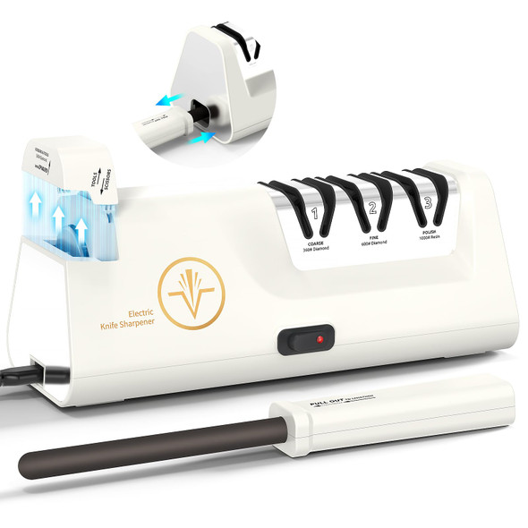 Cpckstands Professional Electric Knife Sharpeners With Diamond Abrasives And Precision Angle Guides Multifunctional 4-Stage Slots And A  Knife Sharpener Rod Suitable For Various Knives Scissors Axes Cpckstands Professional Electric Knife Sharpeners With Diamond Abrasives And Precision Angle Guides Multifunctional 4-Stage Slots And A  Knife Sharpener Rod Suitable For Various Knives Scissors Axes