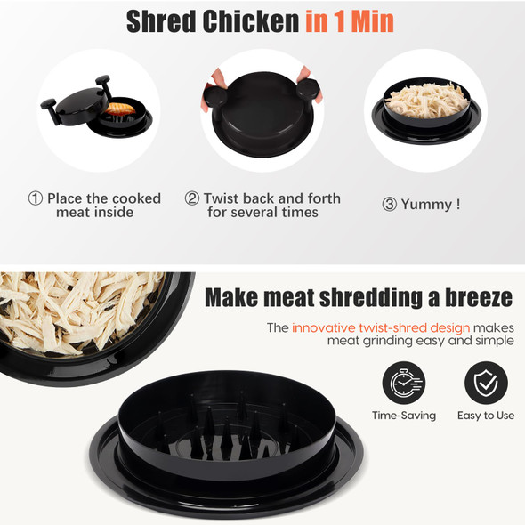 Galeidor Chicken Shredder Tool Twist Meat Shredder With Ergonomic Handle Easy Cleaning Anti-Slip Dishwasher Safe - Black Galeidor Chicken Shredder Tool Twist Meat Shredder With Ergonomic Handle Easy Cleaning Anti-Slip Dishwasher Safe - Black