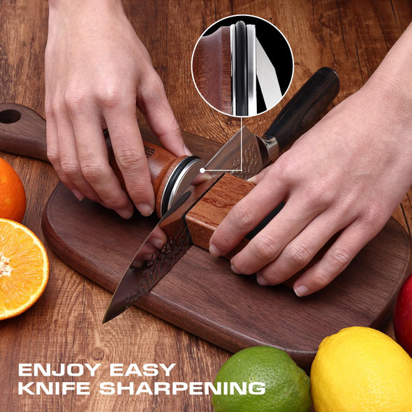 Homultop Rolling Knife Sharpener Kit Kitchen Knife Sharpener With Replaceable Discs Diamond & Ceramic Knife Sharpeners Roller Magnetic Knife Sharpening Kit With 15 & 20 Degree Base Afilador De Cuchillos