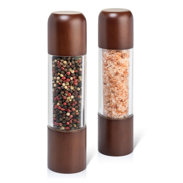 Lydia Rioux Salt And Pepper Grinder Set - Acrylic Salt And Pepper Grinders - Refillable Wooden Salt And Pepper Mill 8 Inch Set Of 2