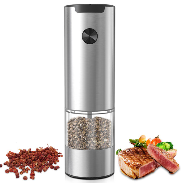 Madrigal Electric Salt And Pepper Grinder Stainless Steel Pepper Mill With Light Adjustable Coarseness Salt & Pepper Mill Electronic Pepper Shaker Battery Operated One Handed Operation Grinder (Silver) Madrigal Electric Salt And Pepper Grinder Stainless Steel Pepper Mill With Light Adjustable Coarseness Salt & Pepper Mill Electronic Pepper Shaker Battery Operated One Handed Operation Grinder (Silver)