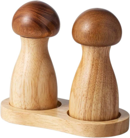 Magiclulu Acacia Wood Salt And Pepper Set Mushroom Shaped Pepper Shakers With Tray Mushroom Canister Kitchen Salt Container Seasoning Bottle Box Pot For Bbq Magiclulu Acacia Wood Salt And Pepper Set Mushroom Shaped Pepper Shakers With Tray Mushroom Canister Kitchen Salt Container Seasoning Bottle Box Pot For Bbq