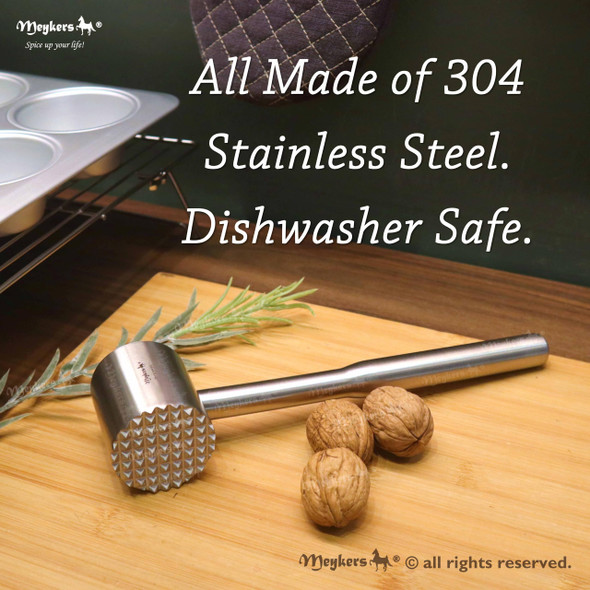 Meykers Meat Tenderizer Mallet  Dishwasher Safe  All 304 Stainless Steel  Perfect Weight  Meat Hammer Pounder Flattner Beater  For Steak Beef Chicken Pork  Kitchen Tool For Cooking Meykers Meat Tenderizer Mallet  Dishwasher Safe  All 304 Stainless Steel  Perfect Weight  Meat Hammer Pounder Flattner Beater  For Steak Beef Chicken Pork  Kitchen Tool For Cooking