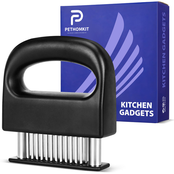 Pethomkit Meat Tenderizer Tool 48 Stainless Steel Ultra Sharp Needle Blades Meat Tenderizer Stapler For Tenderizing Steak/Beef/Pork/Turkey/Fish/Poultry/Veal Marinade Black Pethomkit Meat Tenderizer Tool 48 Stainless Steel Ultra Sharp Needle Blades Meat Tenderizer Stapler For Tenderizing Steak/Beef/Pork/Turkey/Fish/Poultry/Veal Marinade Black