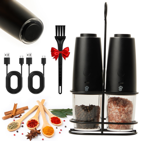 Silpiment Electric Salt And Pepper Grinder Set – Usb-C Rechargeable Gravity Sensor Adjustable Coarseness One-Handed Operation – Battery Powered Mills With Led Light Silpiment Electric Salt And Pepper Grinder Set – Usb-C Rechargeable Gravity Sensor Adjustable Coarseness One-Handed Operation – Battery Powered Mills With Led Light