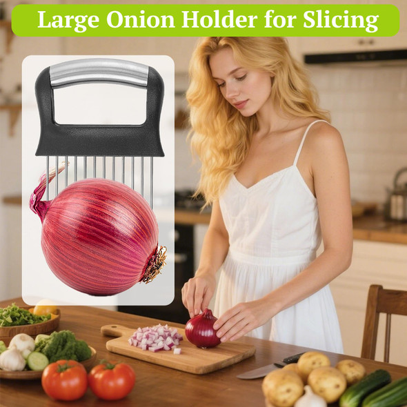 Suukeronion Holder For Slicing Large Onion Cutter Vegetable Chopper Stainless Steel Tomato Slicer For Potato Lemon Kitchen Food Slicer Guide For Neat Slicing Meat Tenderizer Tool Suukeronion Holder For Slicing Large Onion Cutter Vegetable Chopper Stainless Steel Tomato Slicer For Potato Lemon Kitchen Food Slicer Guide For Neat Slicing Meat Tenderizer Tool