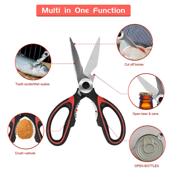 Szhlux 2-Pack Kitchen Scissors Heavy Duty Premium Sharp Kitchen Shears For Food Fish Meat Bones Poultry And Vegetables With Strong Stainless Steel Blades Multi Purpose Cooking Scissors