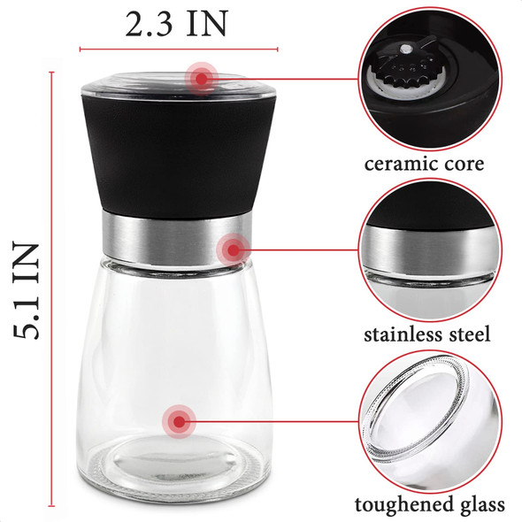 Vikrom Manual Refillable Pepper Grinder - 6 Oz Refillable  Grinders For Pepper Salt And Other Spices Adjustable Rotor With 5 Settings Scratch-Resistant  Good For Home & Professional Use Vikrom Manual Refillable Pepper Grinder - 6 Oz Refillable  Grinders For Pepper Salt And Other Spices Adjustable Rotor With 5 Settings Scratch-Resistant  Good For Home & Professional Use