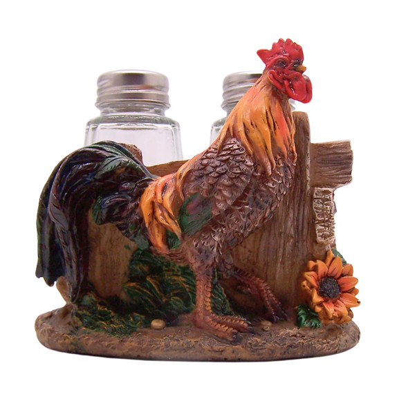 Wowser Country Rooster Salt & Pepper Shaker Set With Fence 4-Inch Decor Wowser Country Rooster Salt & Pepper Shaker Set With Fence 4-Inch Decor