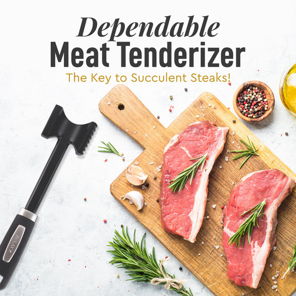 Zulay Kitchen 10' Meat Tenderizer Hammer – Heavy-Duty Dual-Sided Mallet With Non-Slip Grip – Metal Meat Pounder For Tenderizing Beef Chicken Pork & More – Kitchen Tool For Cooking & Bbq - Black Zulay Kitchen 10' Meat Tenderizer Hammer – Heavy-Duty Dual-Sided Mallet With Non-Slip Grip – Metal Meat Pounder For Tenderizing Beef Chicken Pork & More – Kitchen Tool For Cooking & Bbq - Black