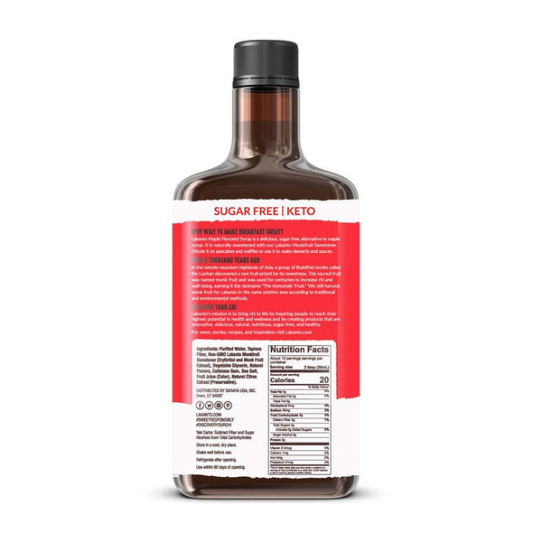 Lakanto Sugar Maple Syrup - Monk Fruit Sweetener, Keto Diet Friendly, Vegan, 1g Net Carbs, Pancakes, Waffles, Oatmeal, Coffee, Tea, Granola, Frosting, Marinade, Dressing (13 fl oz - Pack of 3)