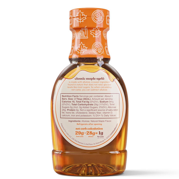 Livlo Sugar Keto Maple Syrup - Low Carb & Keto Friendly Pancake Syrup - 1g Net Carbs & 10 Calories per Serving - Made with Allulose - Sugar Alcohol - 8oz