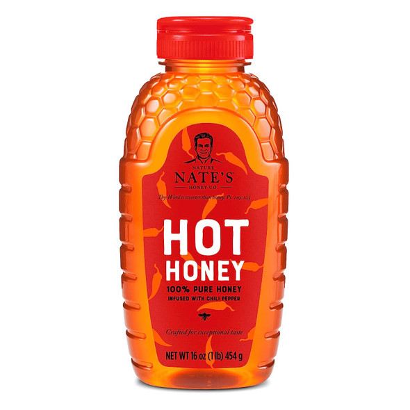 Nature Nate's Hot Honey: 100% Pure Honey Infused with Habanero Chili Pepper Flakes - 16 fl oz Nature Nate's Hot Honey: 100% Pure Honey Infused with Habanero Chili Pepper Flakes - 16 fl oz