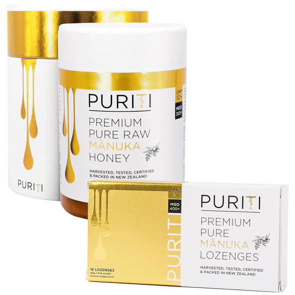 PURITI Manuka Honey Lozenges UMF 12+ (16 Pack) Manuka Honey UMF 10+ Premium Sugar Throat Soothers for Coughs & So PURITI Manuka Honey Lozenges UMF 12+ (16 Pack) Manuka Honey UMF 10+ Premium Sugar Throat Soothers for Coughs & So
