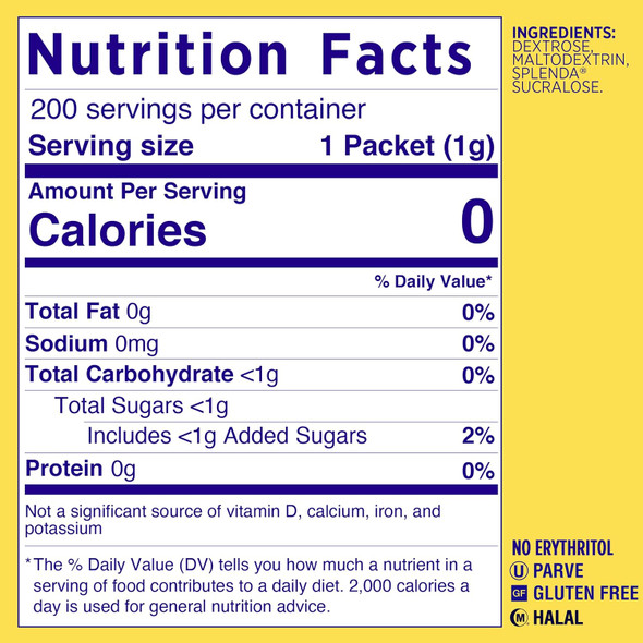 Splenda No Calorie Sweetener, granules, 200 Count Packets
