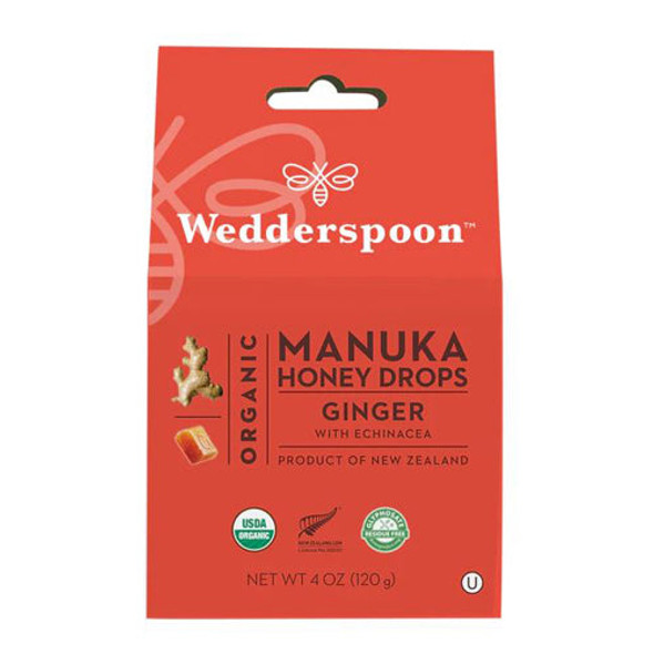 Organic Manuka Honey Drops Ginger with Eusacea 4 Oz By Wedderspoon Organic Manuka Honey Drops Ginger with Eusacea 4 Oz By Wedderspoon