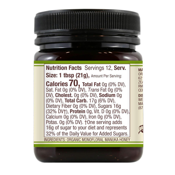 Wedderspoon Raw Organic Manuka Honey KFactor 16+, Unpasteurized, Organic KFactor 16, 8.8 Ounce