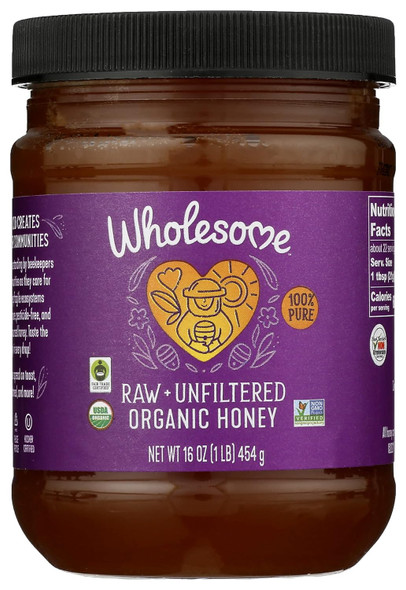 WHOLESOME SWEETENERS Honey FRTRD Raw Organic, 16 Ounce