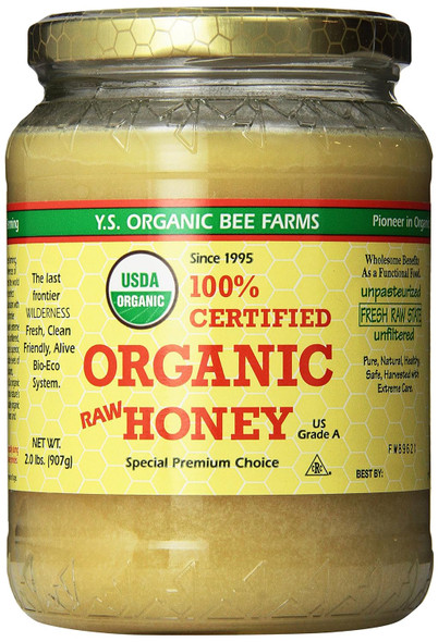 YS Organic Bee Farms Organic Raw Honey 100% Unprocessed, Unpasteurized - Kosher 32oz 2 Lbs