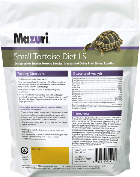 Mazuri Small Tortoise Ls Low-Starch Tortoise Food 8 Ounce (8 Oz) Bag Mazuri Small Tortoise Ls Low-Starch Tortoise Food 8 Ounce (8 Oz) Bag