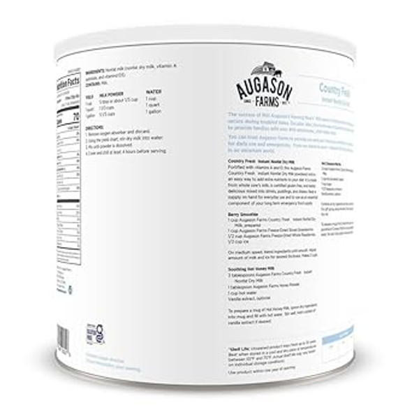 Augason Farms 5-90620 Country Fresh 100% Real Instant Nonfat Dry Milk, 1 Lb, 13 Oz