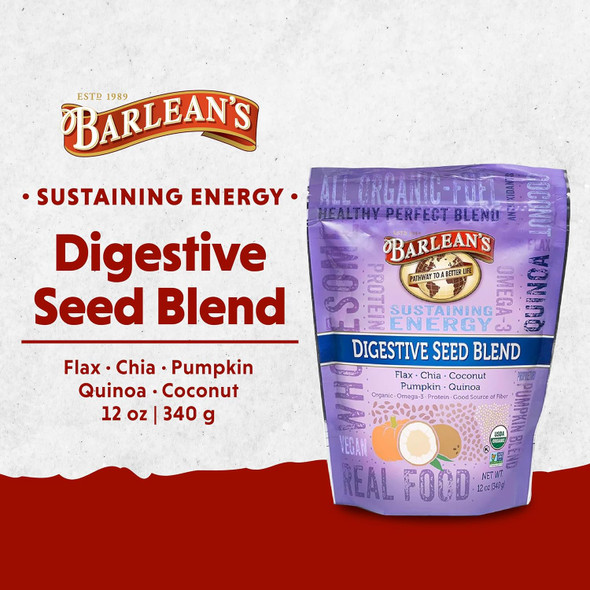 Barlean'S Organic Digestive Seed Blend Fiber Supplement With Whole Chia Seeds, Ground Ax And Pumpkin Seeds, Quinoa, And Coconut, Rich In Omega 3 & Dietary Fiber, 1 Barlean'S Organic Digestive Seed Blend Fiber Supplement With Whole Chia Seeds, Ground Ax And Pumpkin Seeds, Quinoa, And Coconut, Rich In Omega 3 & Dietary Fiber, 1