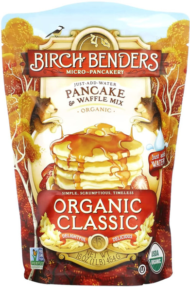 Birch Benders Organic Classic Pancake And Waffle Mix, Non-Gmo, Just Add Water, 16 Oz (Pack Of 6) Birch Benders Organic Classic Pancake And Waffle Mix, Non-Gmo, Just Add Water, 16 Oz (Pack Of 6)