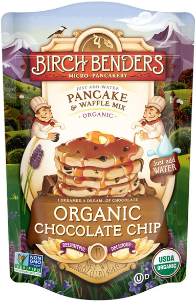 Birch Benders Organic Pancake And Waffle Mix, Chocolate Chip, 16 Oz (Pack Of 6)