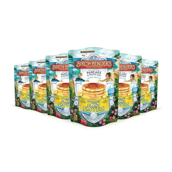 Birch Benders Plant Protein Pancake & Waffle Mix, Vegan, 9G Plant-Based Protein, Just Add Water, 14 Oz (Pack Of 6)