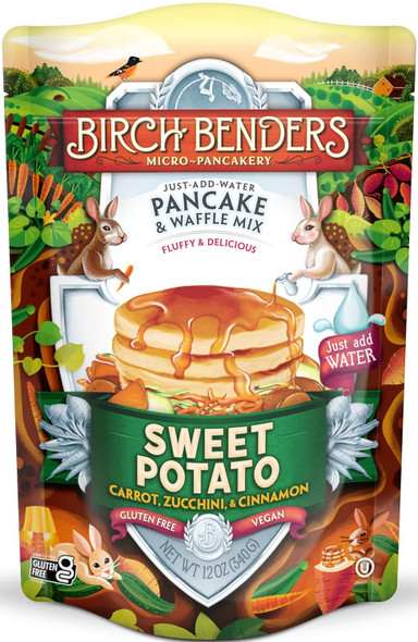 Birch Benders Sweet Potato Just-Add-Water Pancake & Waffle Mix, 12 Ounce (Pack Of 3)