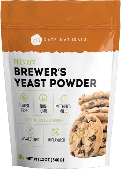 Brewers Yeast Powder For Lactation To Boost Mother'S Milk - Kate Naturals. Brewer'S Yeast Powder For Lactation Cookies. Gluten & Non-Gmo Lactation Supplement. Edible For Dogs & Ducks (12Oz)