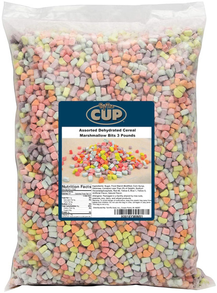 By The Cup Assorted Dehydrated Cereal Marshmallow Bits 3 Lb Bulk Bag