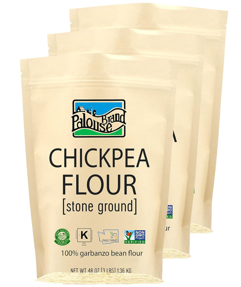 Chickpea Flour Garbanzo Bean Flour 9 Lbs Bulk Family Farmed In Washington State 100% Desiccant Non-Gmo 100% Non-Irradiated Kosher Field Traced (3 Pound, Pack Of 3)