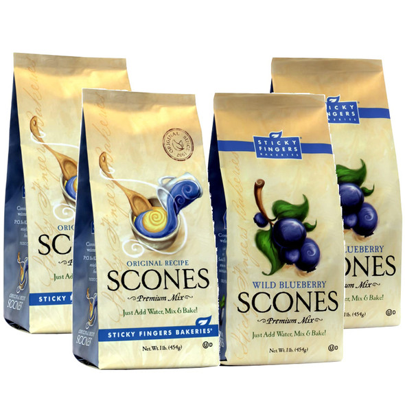 English Scone Mix, Original & Wild Blueberry Bundle By Sticky Fingers Bakeries – Easy To Make English Scones Fresh Baked, Makes 12 Scones (4Pk)