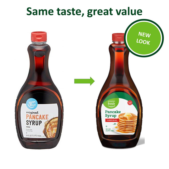 Fresh, Original Pancake Syrup, 24 Fl Oz (Previously Happy Belly, Packaging May Vary) Fresh, Original Pancake Syrup, 24 Fl Oz (Previously Happy Belly, Packaging May Vary)