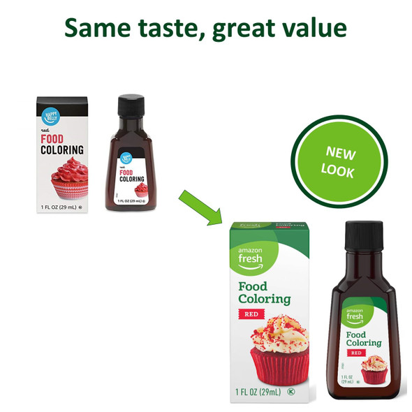 Fresh, Red Food Coloring, 1 Fl Oz (Previously Happy Belly, Packaging May Vary)