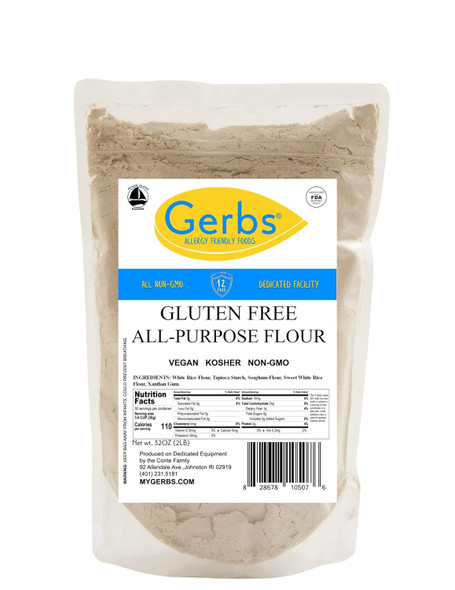Gerbs All Purpose Gluten Baking Flour, 2 Lb Bag, Top 14 Food Allergy , Keto, Vegan, Non Gmo