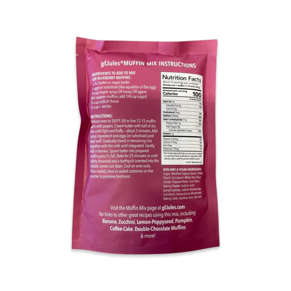 Gfjules Gluten Muffin Baking Mix No Grit, Non-Gmo, Vegan, Kosher & Top 9 Allergen Baking Alternative To Regular Muffin Mixes & Makes 15 Muffins 14 Ounces