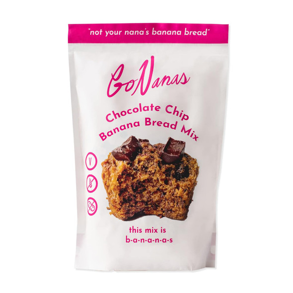 Gonanas Chocolate Chip Banana Bread Mix, Vegan, Gluten Healthy Snacks. Oat Flour Bread Or Muffin Mix. Women Owned, Us Ingredients, Dairy , Nut , Delicious Snacks (1 Pack)