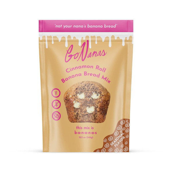 Gonanas Cinnamon Roll Banana Bread Mix, Vegan, Gluten Healthy Snacks. Oat Flour Bread Or Muffin Mix. Women Owned, Us Ingredients, Dairy , Nut , Delicious Snacks (1 Pack)
