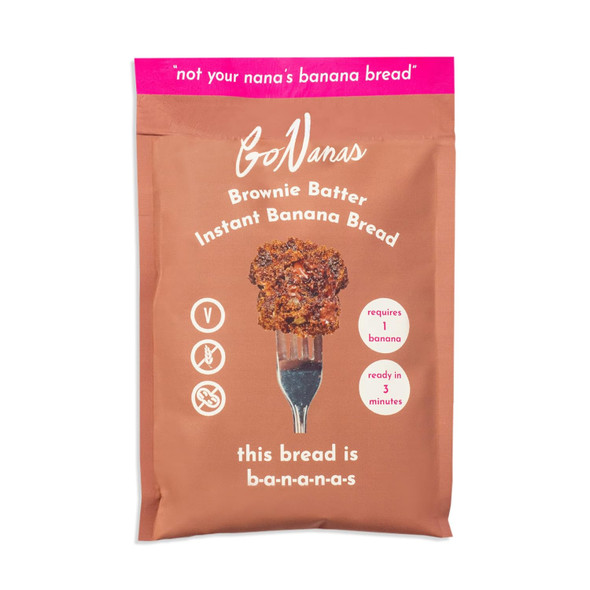 Gonanas Instant Banana Bread Packets, Brownie Flavor, Individual Portions. Vegan, Gluten Healthy Snacks. Oat Flour Banana Bread Mix. Women Owned, Us Ingredients, Dairy , Nut (12 Pack)