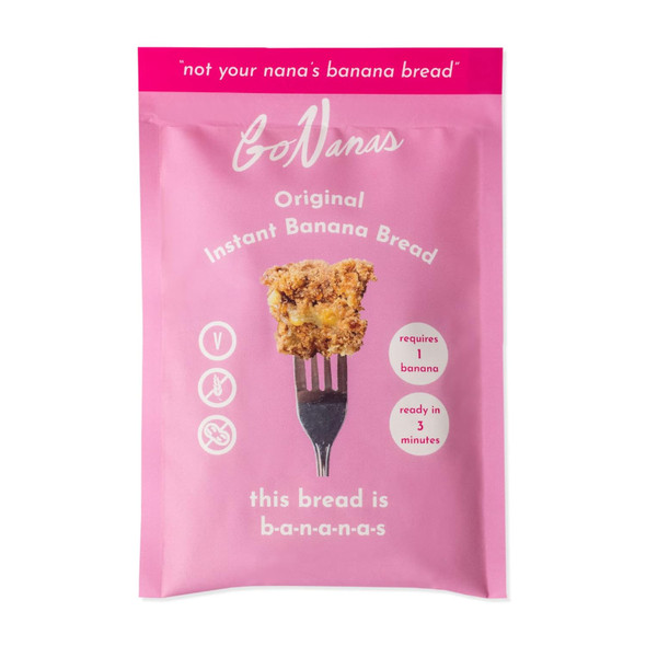 Gonanas Instant Banana Bread Packets, Original Flavor, Individual Portions. Vegan, Gluten Healthy Snacks. Oat Flour Banana Bread Mix. Women Owned, Us Ingredients, Dairy , Nut (12 Pack)