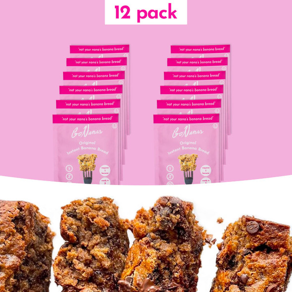 Gonanas Instant Banana Bread Packets, Original Flavor, Individual Portions. Vegan, Gluten Healthy Snacks. Oat Flour Banana Bread Mix. Women Owned, Us Ingredients, Dairy , Nut (12 Pack)