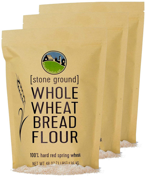 Hard Red Spring Wheat Flour 9 Lbs Non-Gmo Project Verified 100% Non-Irradiated Kosher Parve Usa Grown Field Traced Resealable Kraft Bag (3 Pound, Pack Of 3)